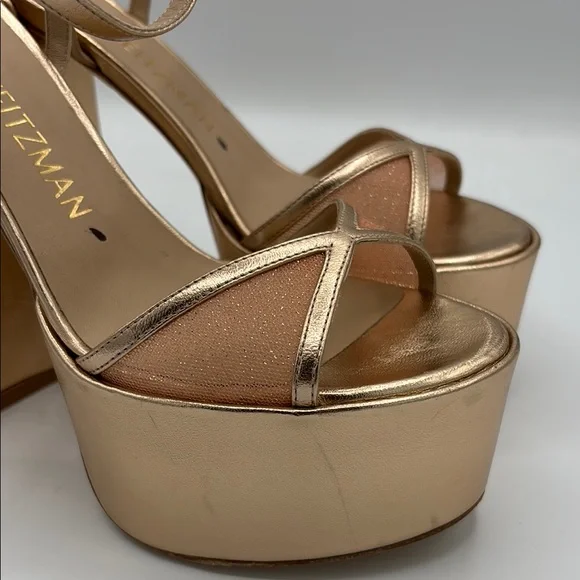 Stuart Weitzman Gold NOCHE SKYHIGH 145 PLATFORM SANDAL